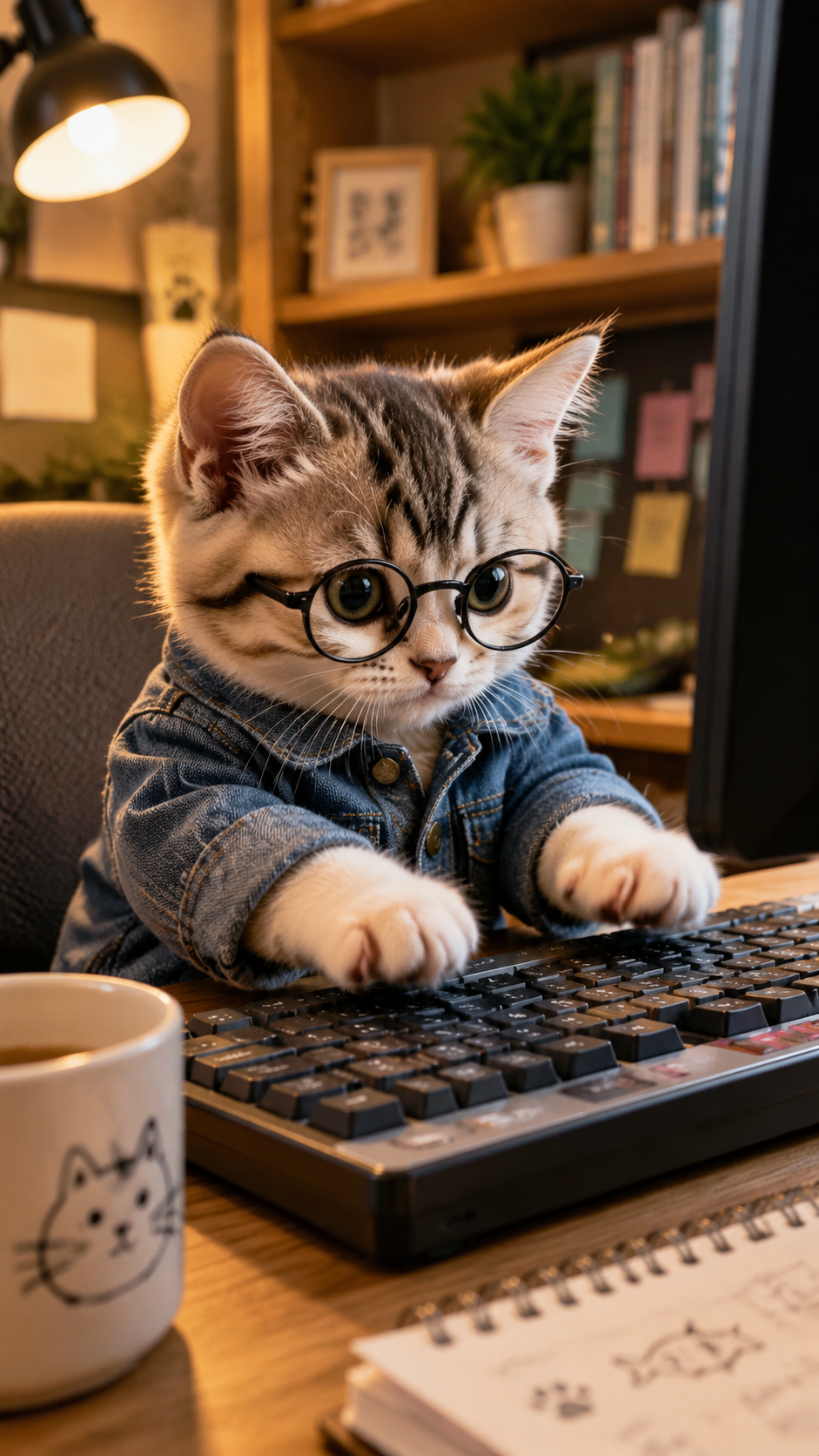 敲键盘的小猫