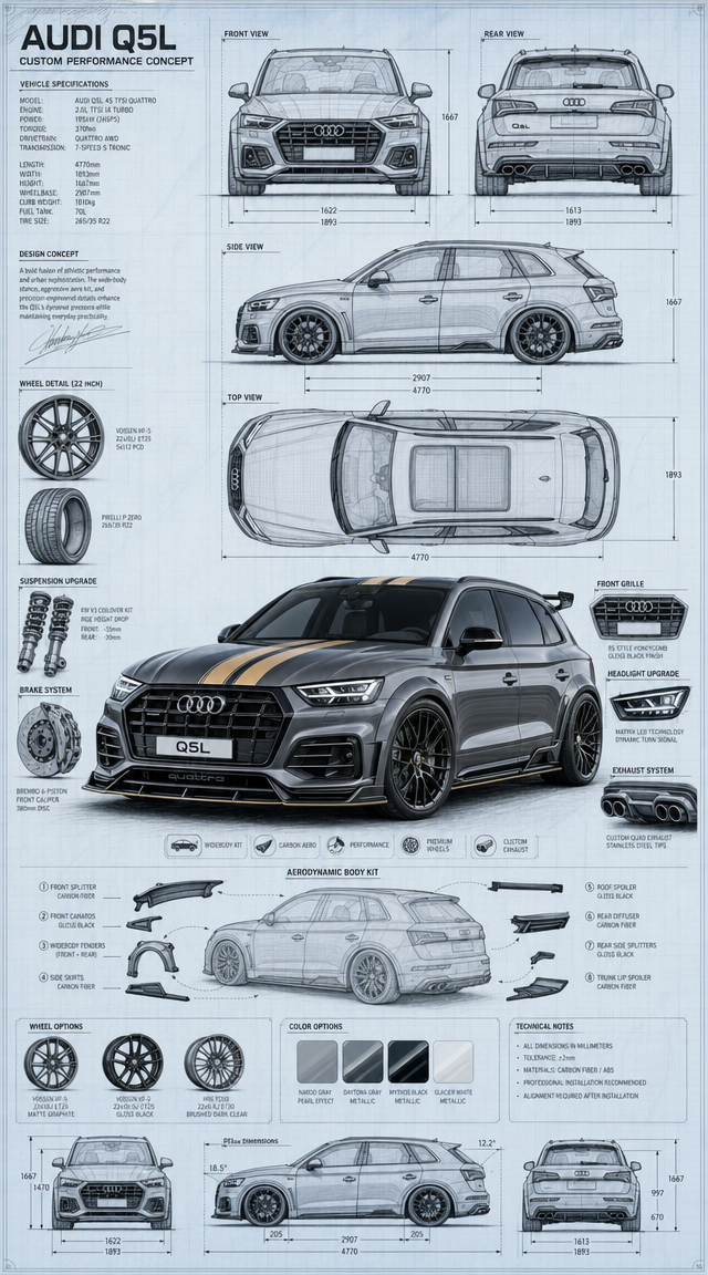 Highly detailed technical blueprint sketch and realistic 3D-render fus